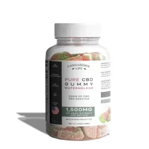 Cannabidiol life CBD watermelon gummies 60-count with a total of 1,500mg per bottle.