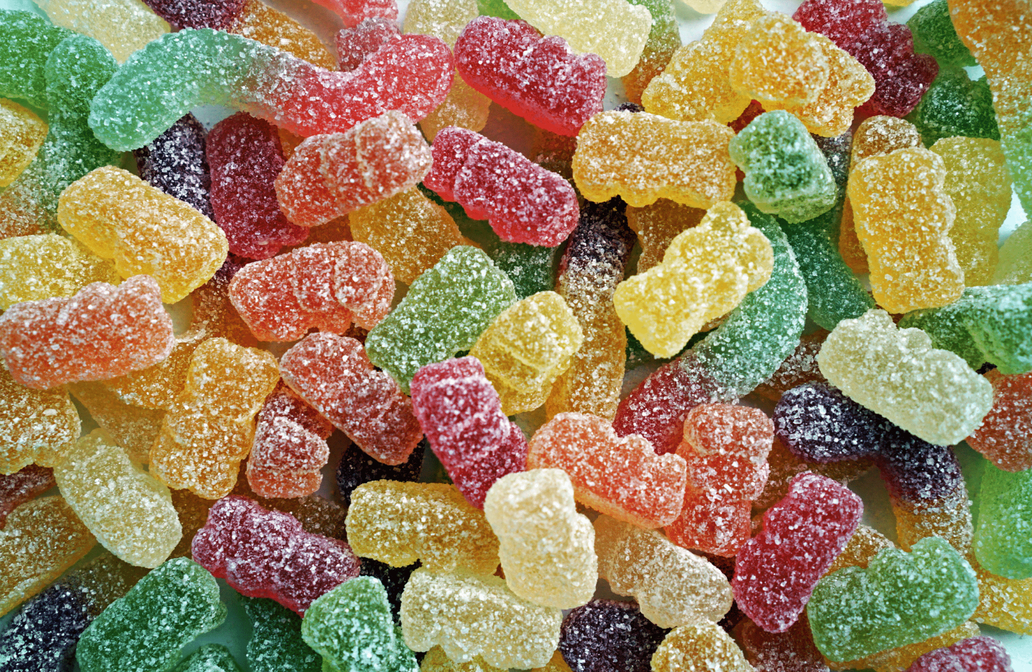 A beautiful array of premium CBD gummy bears in bulk by Cannabidiol Life.