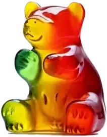 Thc gummy bear sits down profile view by thcgummies. Com.